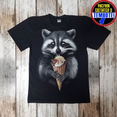Светящаяся футболка "Енот мороженное"  
