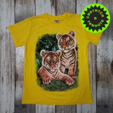 Светящаяся футболка  "Тигрята" - желтый